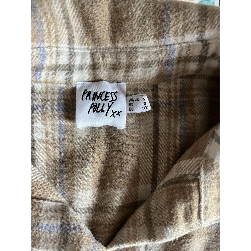 PRINCESS POLLY Mila Plaid Oversized Flannel Button-up Shirt Shacket Size 0 - Picture 7 of 8